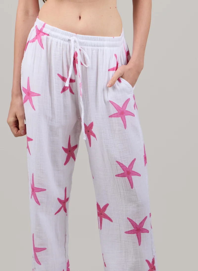 Just Nature White Relaxed Straight-Leg Trousers for Women | Best Price UAE